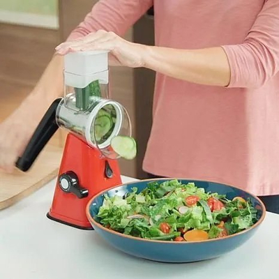 Prerëse dore Nutri Slicer Mediashop, me 3 tuba inoksi, e kuqe