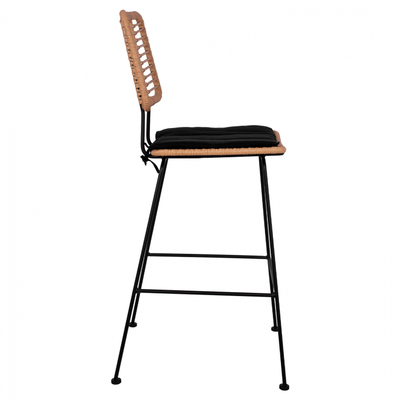 Stol bar Allegra HM5455, metal dhe wicker, 46.5x55x117.5 cm, bezhë