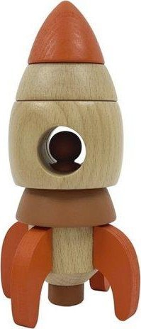 Lodër druri Egmont Toys Wooden Dexterity Puzzle Rocket, raketë për ndërtim, edukative, shumëngjyrëshe