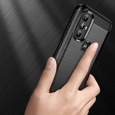 Maskë mbrojtëse Hurtel Carbon Case për Motorola Moto G Power 2022, TPU e butë, efekt karbon, e zezë
