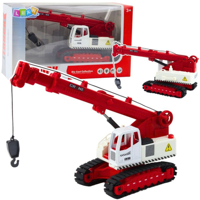 Vinç lodër me zinxhirë Lean Toys Crawler Crane, drita dhe tinguj, i kuq e bardhë