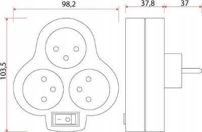 Ndarës elektrik me tokëzim Thief Grounding Switch, 3 dalje, 16A 3680W, IP20, i bardhë