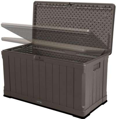 Кутија за складирање за тераса Lifetime Deck Box, 116 gallon, HDPE пластика, кафеава