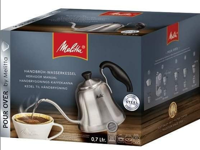 Ibrik kafeje Melitta Gooseneck, 0.7L, i përshtatshëm për të gjitha sobat, çelik inox