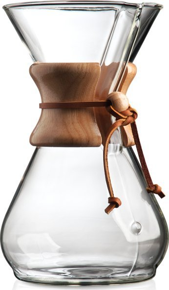 Апарат за кафе Chemex Classic Series, стакло отпорно на топлина, со дрвена јака, проѕирен