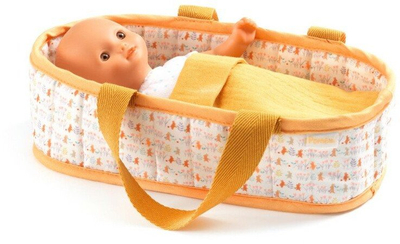 Lodër çantë me kukull Djeco Mini Sasha, 20cm, shumëngjyrëshe