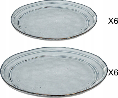 Set pjatash Earthenware Flower Beige, 12 pjesë, për 6 persona, gri