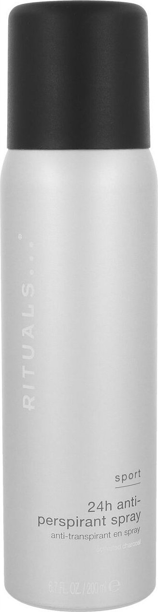 Sprej antiperspirant Rituals Sport 24 orë, 200 ml, gri me kapak të zi