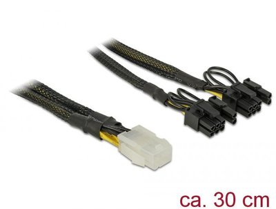 Kabllo elektrike Delock PCI Express 6 pin - 2x 8 pin PCI Express 0.3m (85455)