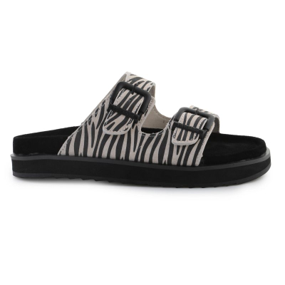 Sandale D.FRANKLIN Nordic Sandal Buckle Zebra, me platformë, të zeza me print zebra