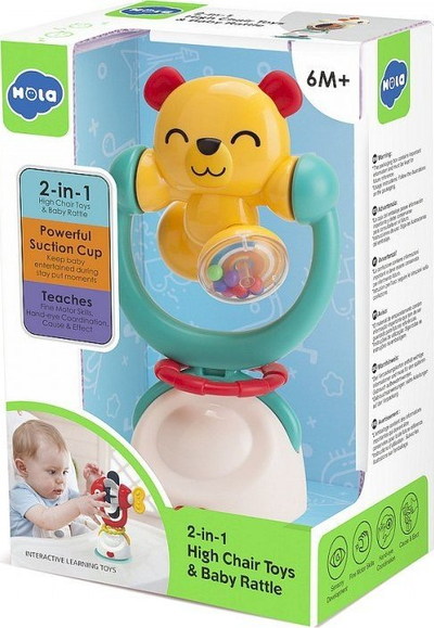 Lodër rrotulluese Hola Toys Teddy Bear, zile me vakum, për beba, shumëngjyrëshe