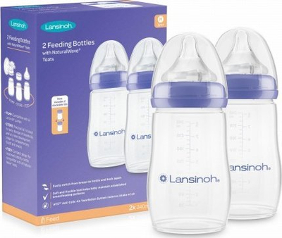 Shishe ushqyerjeje për bebe Lansinoh Feeding Bottle, 240ml, set 2 copë, transparente