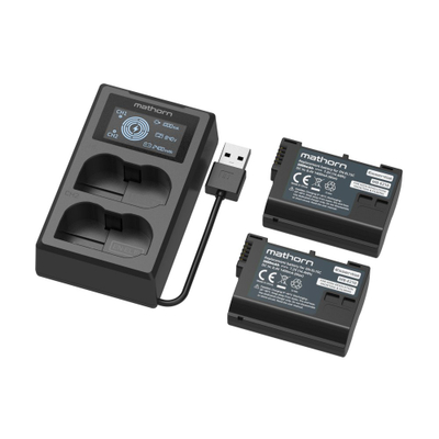 Set karikimi Mathorn Power Kit MBS-E210, 2 bateri MB-E210 dhe karikues LCD, për Nikon EN-EL15C