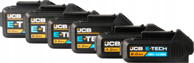 Bateri për vegla JCB 18V, 8.0Ah, Li ion, e zezë