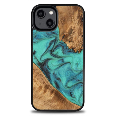 Futrollë Bewood Uniq Turquoise për iPhone 15 Plus, dru me resin, kompatibile MagSafe, turkeze
