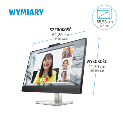Monitor HP E-Series E27m G4, 27", QHD USB-C, i zi/i argjendtë