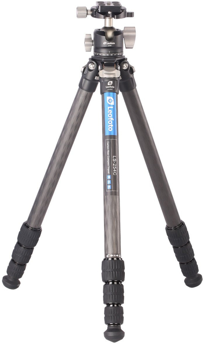Tripod fotografik Leofoto Ranger LS-254C, fibër karboni, me kokë sferike LH-30, ngjyrë e zezë