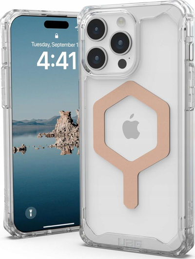 Këllëf telefoni UAG Plyo Pro, për iPhone 15 Pro, MagSafe, transparent akull rozë gold
