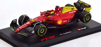 Maketi BBurago Ferrari F1 75 Monza GP 2022, shkalla 1:43, me vitrinë, i kuq