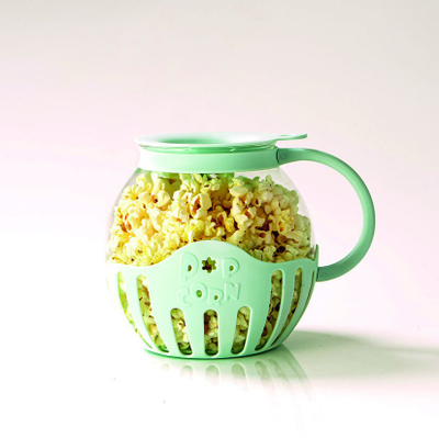 Enë për popcorn në mikrovalë Jocca Grid, xham borosilikat, kapak silikon, ngjyrë tyrkiz