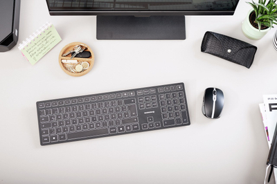 Tastierë CHERRY KW 9100 SLIM, pa tela RF Bluetooth, layout QWERTY anglisht, e zezë