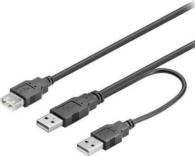 Kabllo USB Deltaco 93353, 2x USB-A, mashkull në femër, 0.3 m, e zezë