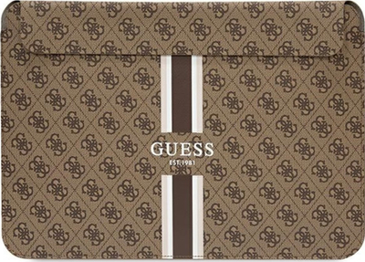 Mbështjellës laptopi Guess 4G Printed Stripes, 16\", lëkurë sintetike, kafe