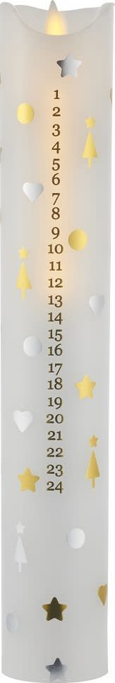 Kandil dekorativ Sirius Sweet Christmas Calendar, LED, me telekomandë, i bardhë