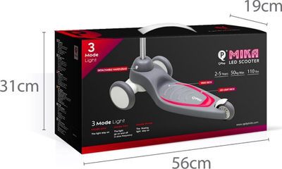 Trotinet balancues Qplay Mika, 3 rrota, LED, i kuq