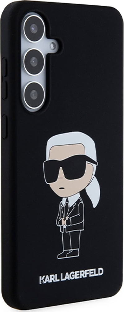 Mbulesë telefoni Karl Lagerfeld Ikonik NFT Liquid Silicone për Samsung Galaxy S24 Plus, silikon i lëngshëm, mbrojtje nga goditjet, e zezë