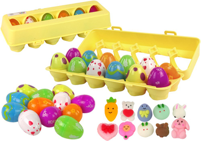 Set lodrash antistres pa markë Easter Eggs Squishy, 12 copë, shumëngjyrëshe