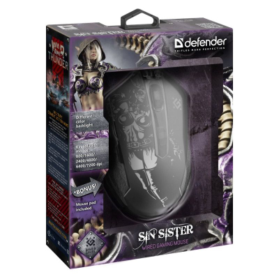Mouse gaming Defender Sin'Sister GM-933, 5 butona, me dritë, i zi