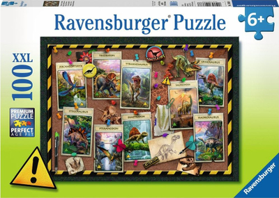 Puzzle Ravensburger Dinosaur Collection, 100 copë, shumëngjyrësh