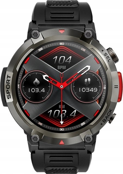 Smartwatch Veltori VT140-1, ekran 1.45\", Bluetooth 5.0, me rrip silikoni të zi
