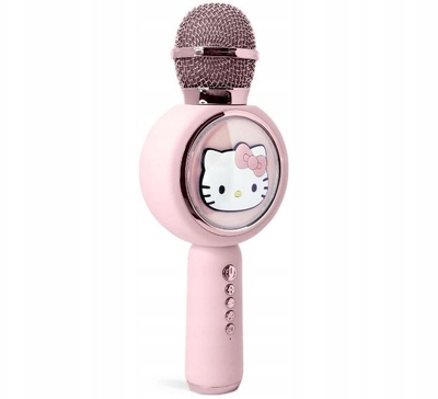 Mikrofon karaoke Hello Kitty Sing Along, LED, Bluetooth, rozë