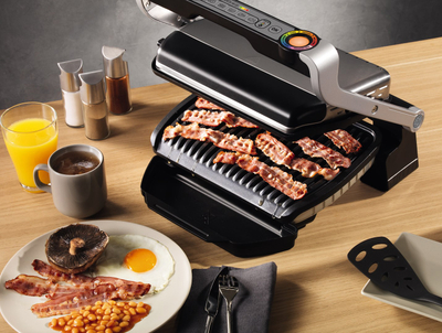 Grill elektrik Tefal OptiGrill+ GC712D, sipërfaqe jo ngjitëse, inox, gri