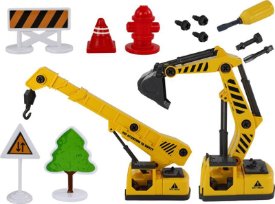 Set lodrash ndërtimi Leantoys Construction Vehicles for Screwing, 1:12, me dritë edhe zhurmë, shumëngjyrësh