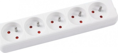 Zgjatëse elektrike OFFICE PRODUCTS, 5 priza, kabllo 5m, me tokëzim, e bardhë