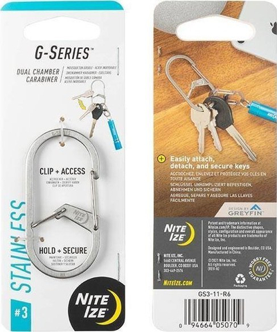 Карабинер челик Nite Ize G-Series Dual Chamber 3, мал, сребрен