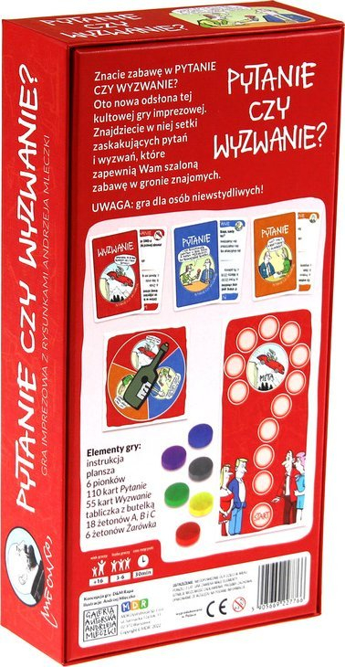 Lojë shoqërore Alexander Pytanie Czy Wyzwanie, party game, për të rritur, shumëngjyrëshe
