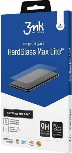 Xham mbrojtës 3MK HardGlass Max Lite për Xiaomi Redmi 12C, fullscreen, i zi