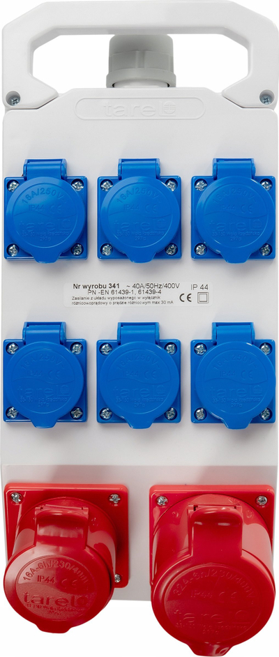 Kuti shpërndarëse Tarel Stationary 00611, 32A 3P+N+PE, 6x16A 2P+PE, gri