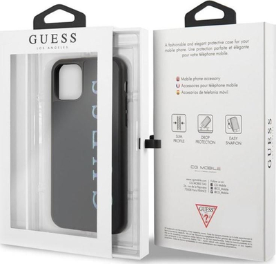 Kapak telefoni Guess GUHCN65LGMLBK për iPhone 11 Pro Max, me logo shumëngjyrëshe, i zi