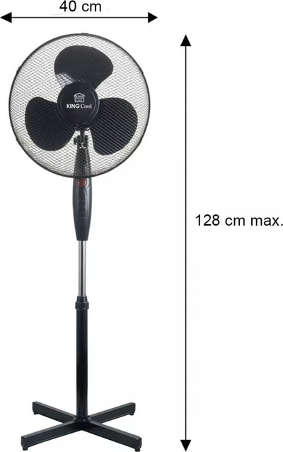 Ventilator në këmbë KINGHoff KH-2125, 16", 3 shpejtësi, i zi
