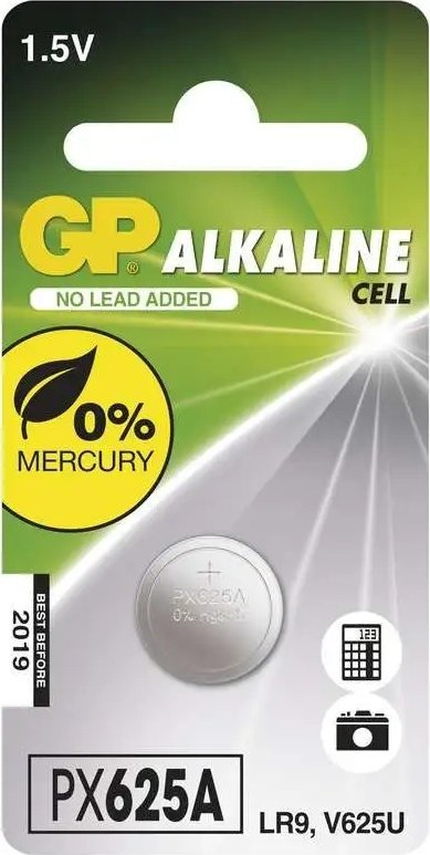 Bateri buton GP 625A LR9, 1.5V, alkaline mangan, argjendi