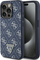 Kuti telefoni Guess 4G Triangle Metal Logo për iPhone 15 Pro, 6.1", lëkurë eko, blu