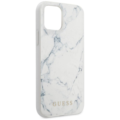Kuti mbrojtëse Guess Marble për iPhone 12 mini, hard case, e bardhë