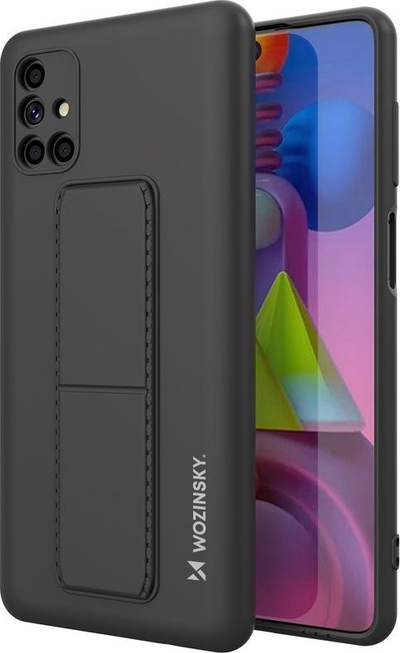 Mbulesë silikoni me stendë Wozinsky Kickstand Case për Samsung Galaxy M51, fleksibël, e zezë