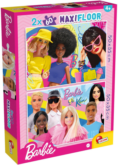 Puzzle dyshe Lisciani Barbie Maxifloor, 2x60 pjesë, shumëngjyrëshe