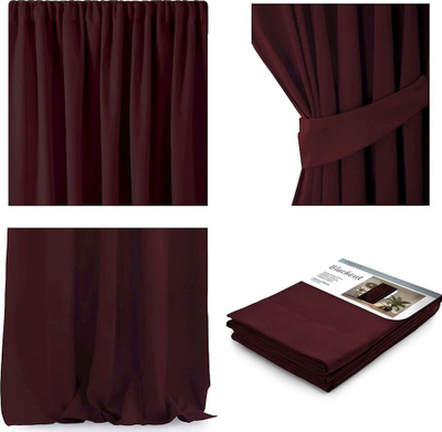 Perde blackout AmeliaHome, 140 x 270 cm, me shirit rrudhash, bordo